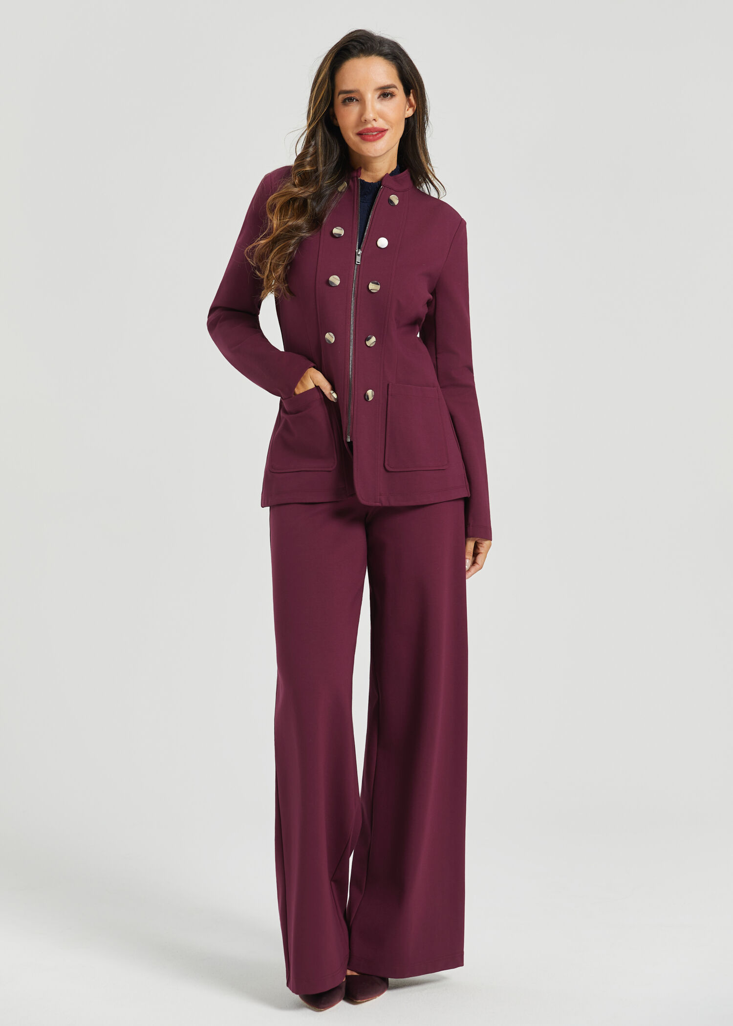 MILITARY ZIP JACKET | BURGUNDY