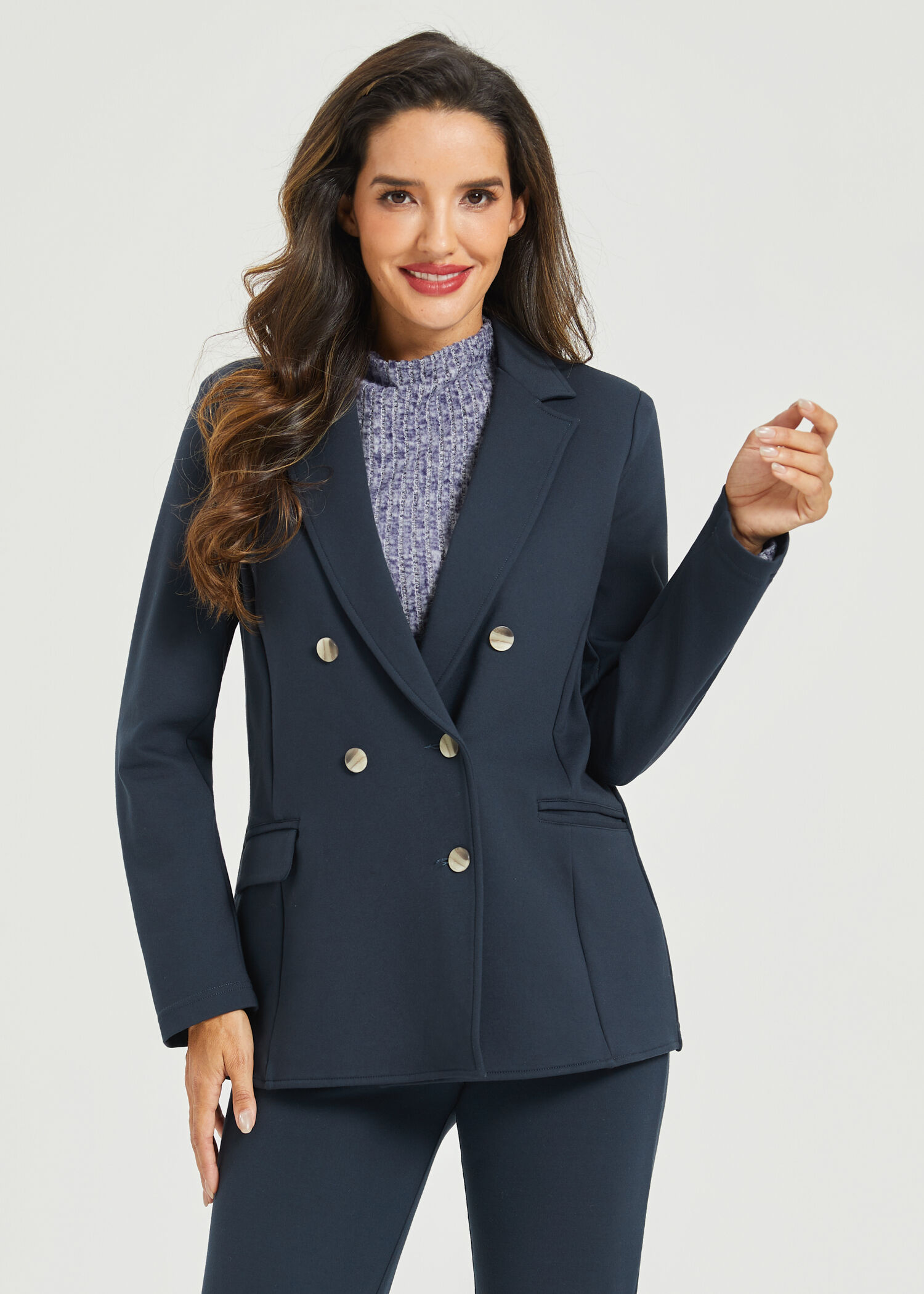 DOUBLE BREASTED BLZER | NAVY